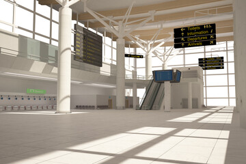 Digital png illustration of interior of airport on transparent background