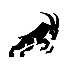 modern goat jump logo illustration - obrazy, fototapety, plakaty
