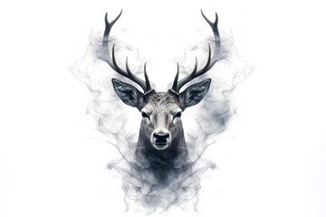 Image of black smoke deer head on white background. Mammals. Wildlife Animals.