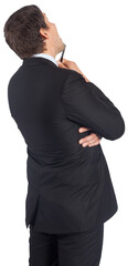 Digital png photo of back of caucasian businessman standing on transparent background