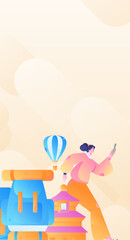 Holiday travel travel characters internet background vector hand drawn illustration
