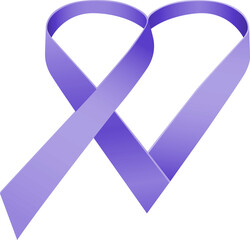 Digital png illustration of purple ribbon in shape of heart on transparent background