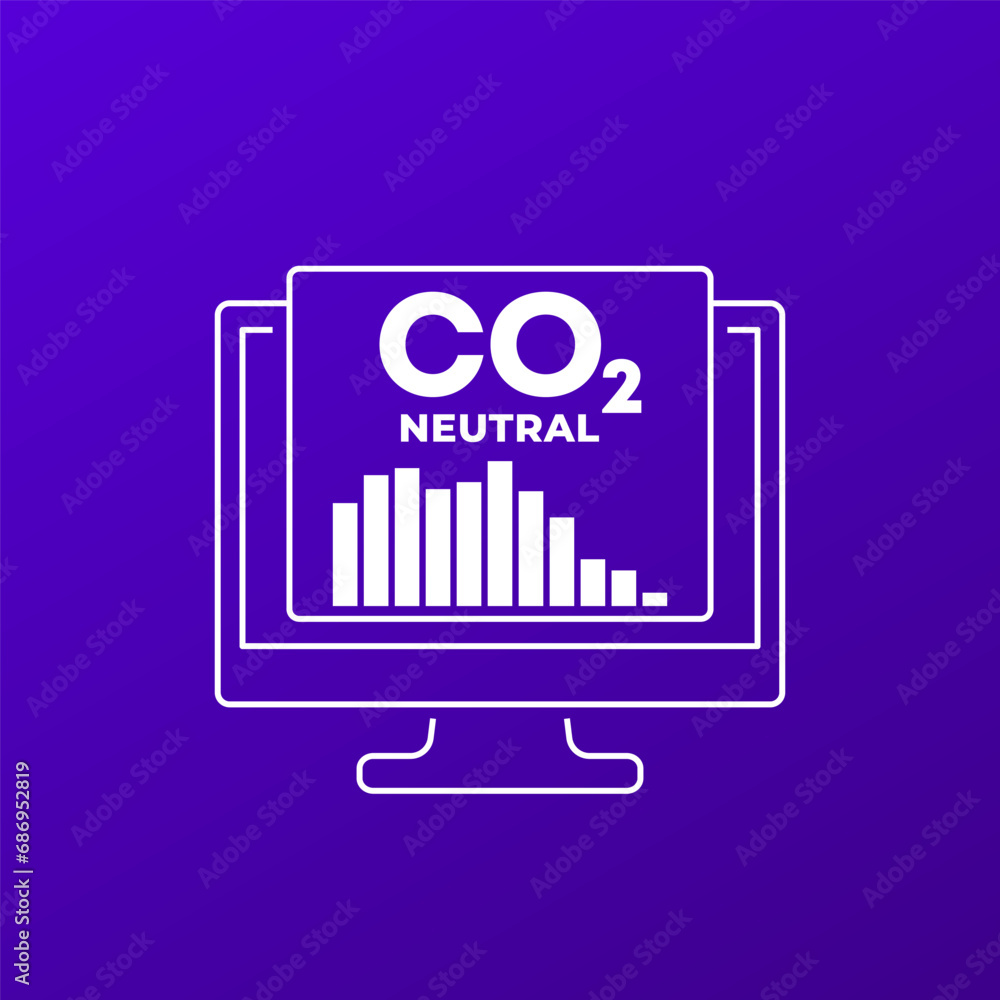 Canvas Prints carbon neutral, co2 gas emissions reduction vector icon