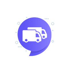 commercial fleet vector icon with trucks, vans