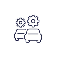 fleet management line icon with cars