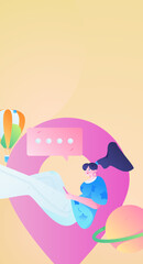 Holiday travel travel characters internet background vector hand drawn illustration
