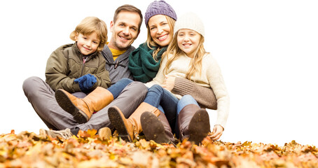 Digital png photo of happy caucasian couple with son and daughter on transparent background
