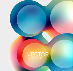 Beautiful flowing round shapes and circles abstract background. Liquid color bubble composition