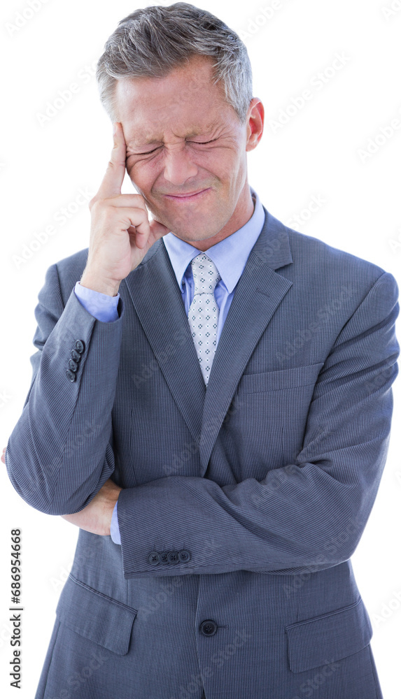 Sticker Digital png photo of thoughtful caucasian businessman on transparent background