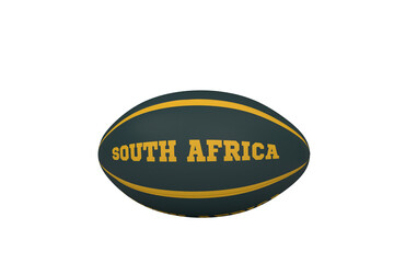 Digital png illustration of rugby ball with south africa text on transparent background