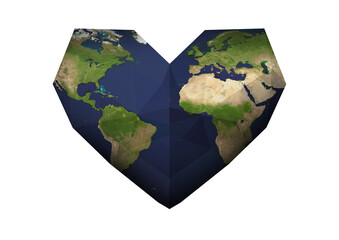 Digital png illustration of heart-shaped earth on transparent background
