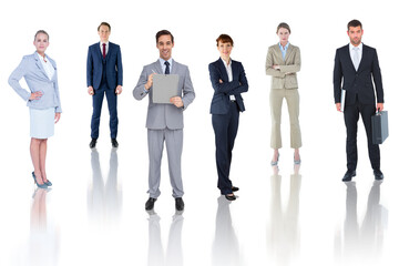 Digital png photo of group of business people standing on transparent background