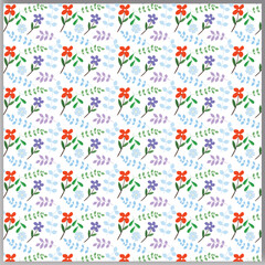 Vector botanical seamless floral colorful leaf and flower pattern background