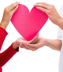Digital png photo of hands of caucasian couple holding heart on transparent background
