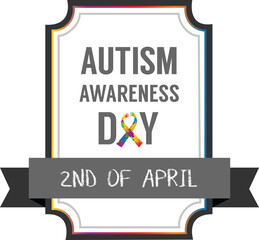 Digital png illustration of badge with autism awareness day text on transparent background