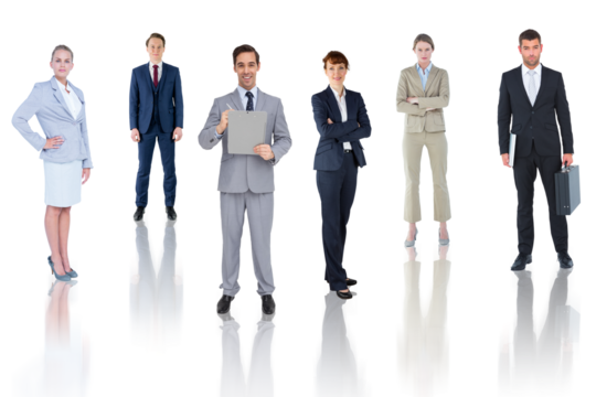 Digital png photo of group of business people standing on transparent background