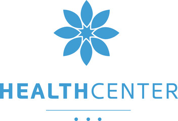 Digital png illustration of flower symbol with health center text on transparent background