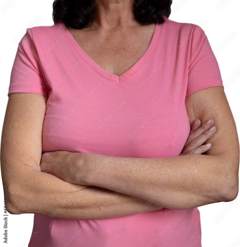 Sticker Digital png photo of midsection of caucasian woman on transparent background