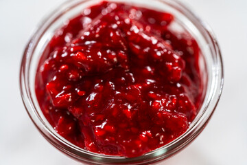 Fruity Delights - Raspberry Cake Filling in Glass Jar