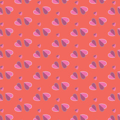 Digital png illustration of red and pink pattern of repeated hearts on transparent background