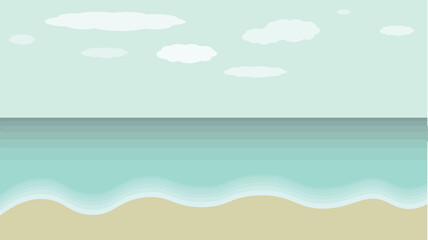 Fototapeta na wymiar Digital png illustration of beach and sea on transparent background