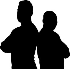 Digital png illustration of silhouettes of sportsmen on transparent background