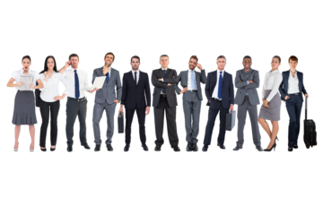 Digital png photo of diverse business people standing on transparent background