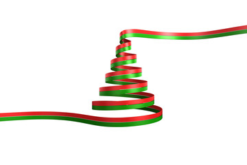 Digital png illustration of ribbon in shape of christmas tree on transparent background