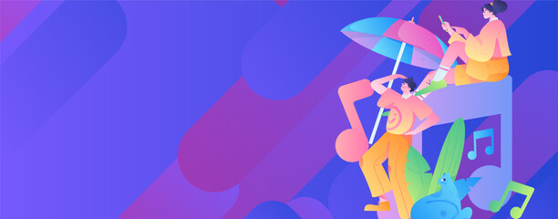 Music characters scene flat vector concept operation illustration
