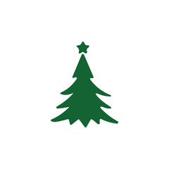 hand draw Christmas Tree vector icon on white background