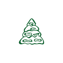 hand draw Christmas Tree vector icon on white background