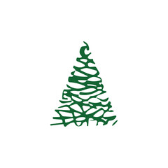 hand draw Christmas Tree vector icon on white background