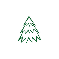 hand draw Christmas Tree vector icon on white background