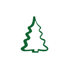 hand draw Christmas Tree vector icon on white background