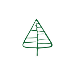 Fototapeta premium hand draw Christmas Tree vector icon on white background
