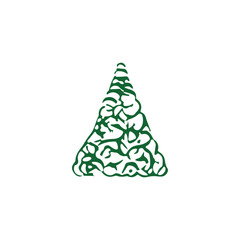 hand draw Christmas Tree vector icon on white background