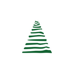hand draw Christmas Tree vector icon on white background