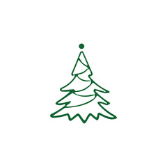 hand draw Christmas Tree vector icon on white background