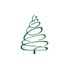 hand draw Christmas Tree vector icon on white background