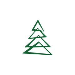 hand draw Christmas Tree vector icon on white background