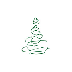 hand draw Christmas Tree vector icon on white background