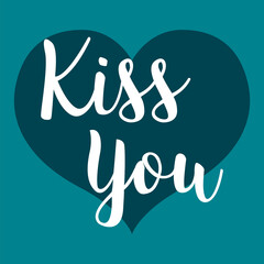 Digital png illustration of blue card with heart and kiss you text on transparent background