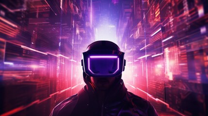 Futuristic human virtual reality game background wallpaper ai generated image