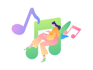 Music characters scene flat vector concept operation illustration
