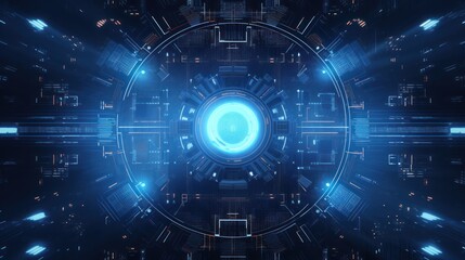 Neon blue modern technology abstract style background wallpaper ai generated image