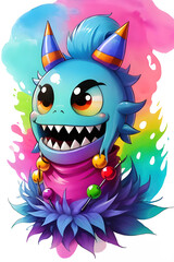 Cute funny creature. Imitation of painting. Stylized image.