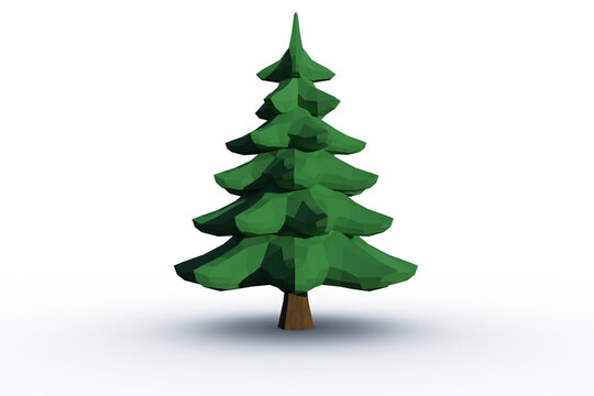 Digital png illustration of green christmas tree on transparent background