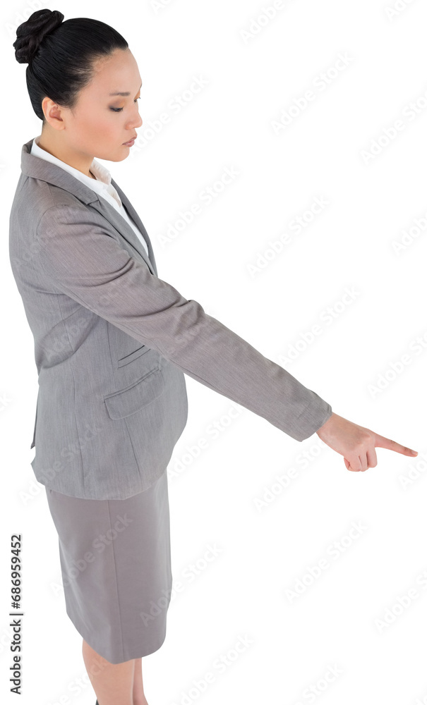 Canvas Prints Digital png photo of serious asian businessman pointing finger on transparent background