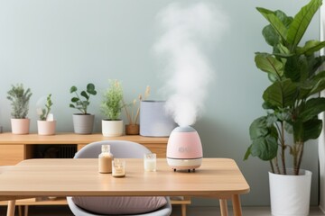 Cozy minimalist room with humidifier. comfort at home. Maintaining humidity in the room. children's room