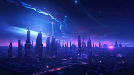 Cyberpunk city at night background wallpaper ai generated image